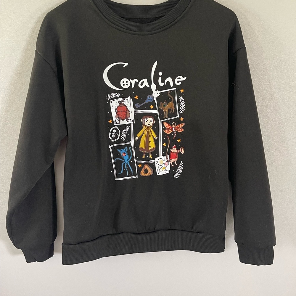 Black Coraline Graphic Sweatshirt